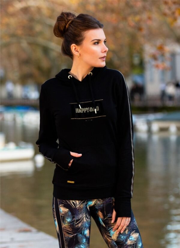 SWEAT CAPUCHE SOFT TOUCH NOIR - OR
